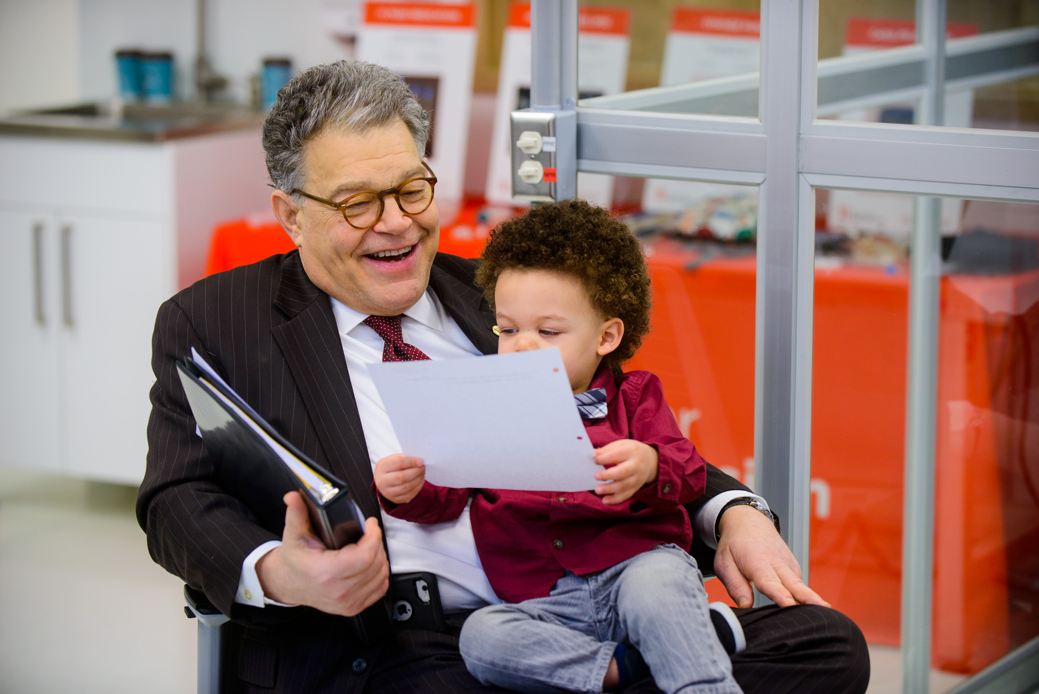 Julie Ann's son, Darryl, and Senator Al Franken